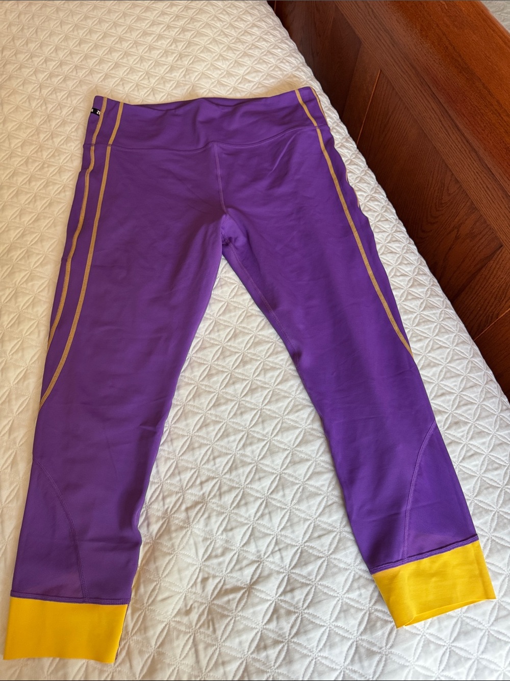 ZYIA Active Purple & Gold Game Day Leggings Mesh Detail Sz 16-18 (XL/XXL)